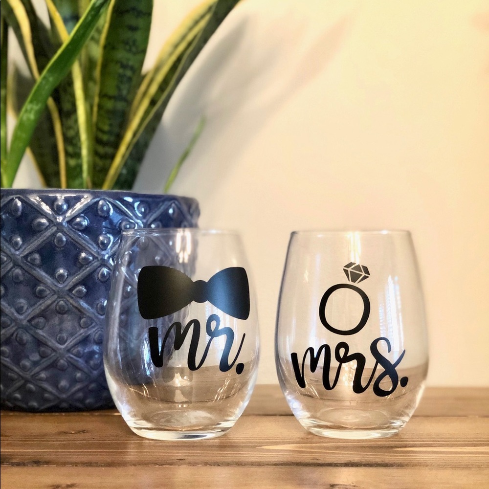 Mr. and Mrs. wine glasses